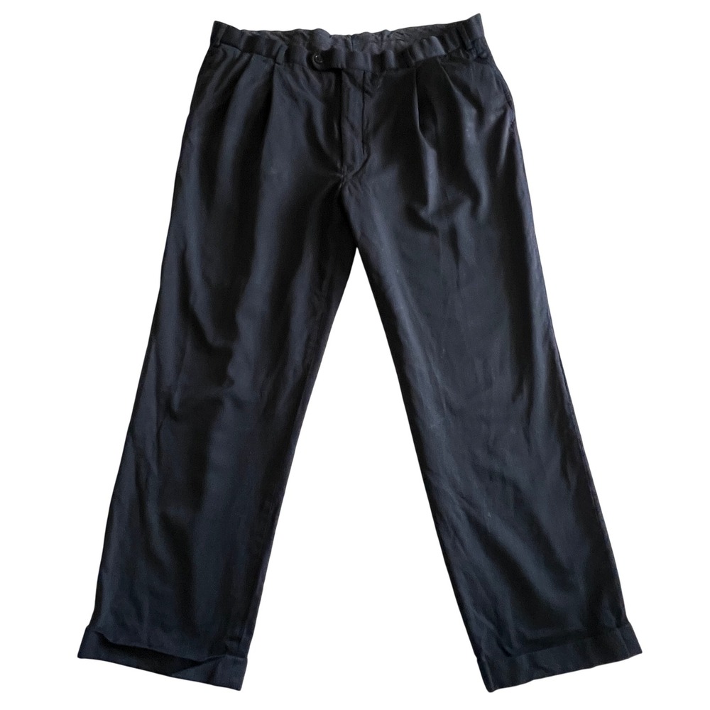 Brooks Brothers Wool Dress‎ Pants W42 L32 Pleated Front Black Career Timeless